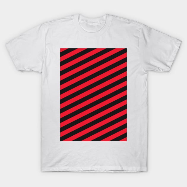 Saracens Rugby Red and Black Angled Stripes T-Shirt by Culture-Factory